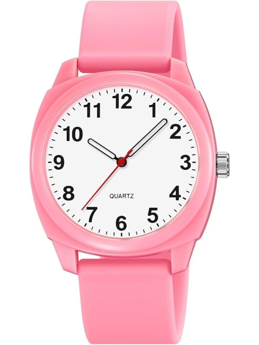 Unisex Pink Fashion Simple Analog Quartz Silicone Strap Waterproof Wrist Watch